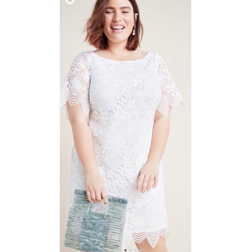 Anthropologie lace mini dress in white